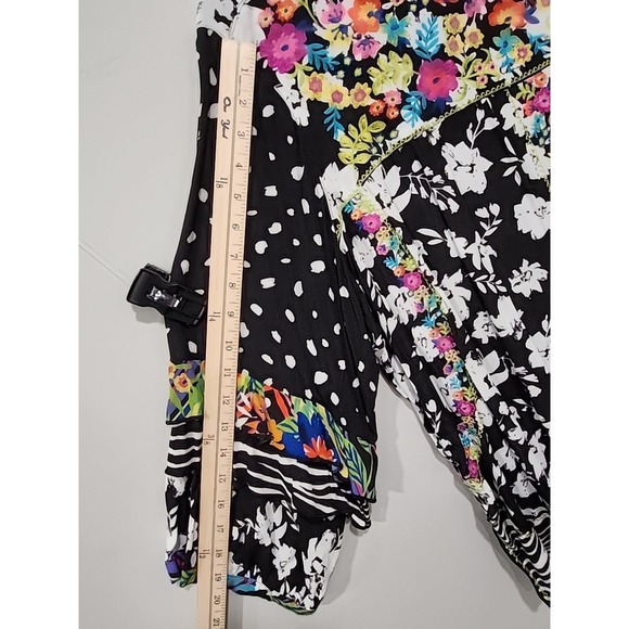 John Mark NWT Embroidered Tunic Blouse Womens 3X Black Floral Long Sleeve Boho - Picture 7 of 11